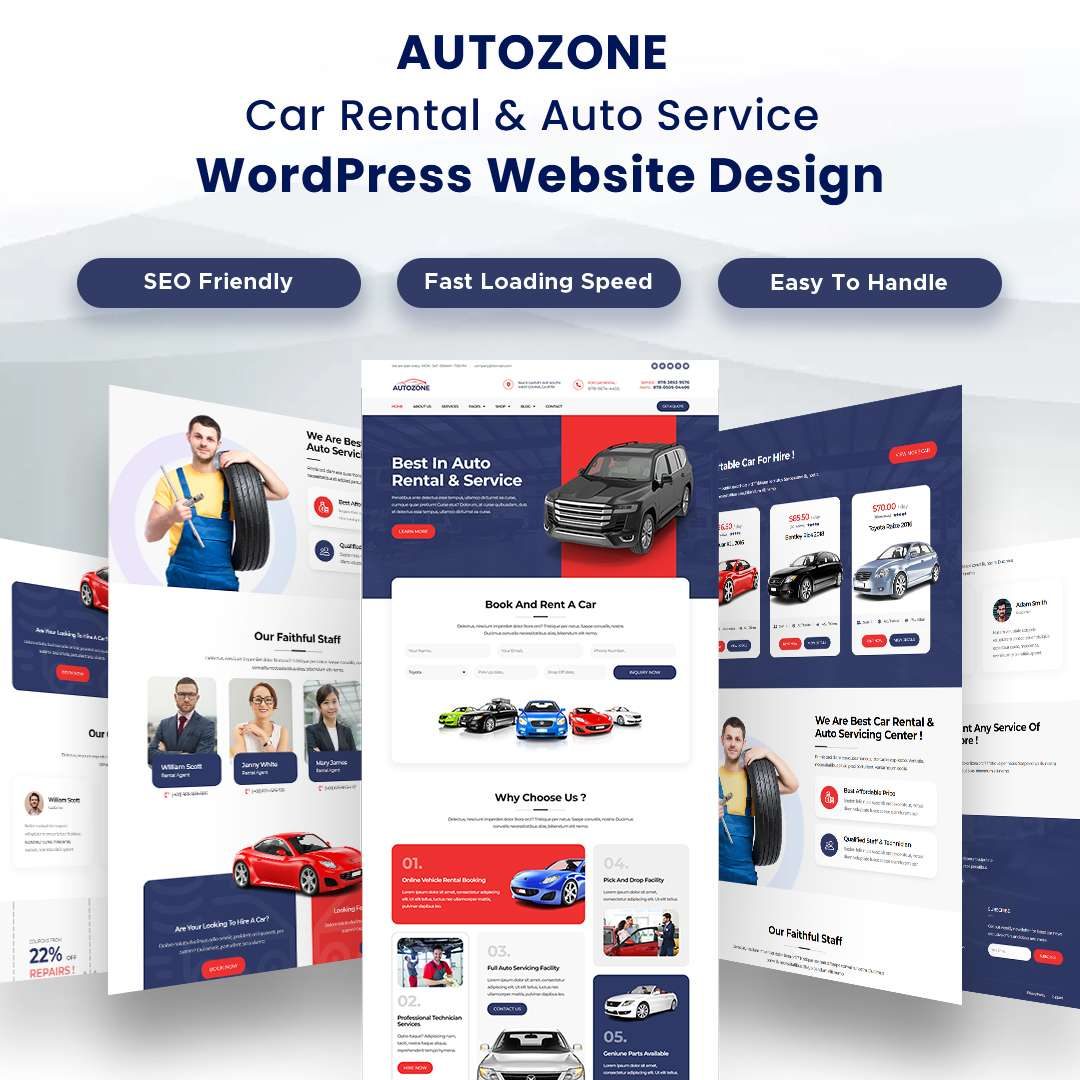 Autozone – Car Rental & Auto Service WordPress Website Design